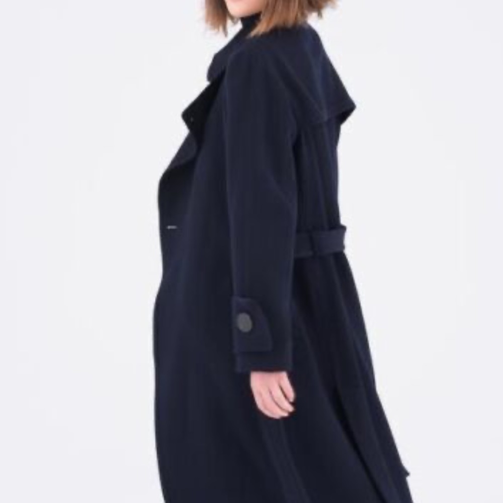 VERA DE NERO 100% wool trench coat/navy blue/M/belted
